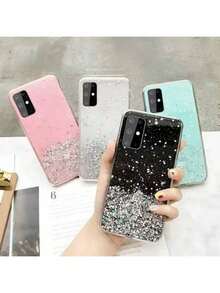 闪亮星形亮片软硅胶时尚手机壳,兼容三星 Galaxy A17、A07、A14、A15、A16 5G、A26、A36、A56、A55、A35、A25、A05S,柔软硅胶全包保护套,也适用于 S25、S24、S23、S22、S21、S20、S25 FE、S24 Plus、S22 Ultra,适合男孩女孩作为春季礼物、派对礼物、生日礼物、周年纪念礼物,国际版,非国内版。 - 粉色 - 查看 7