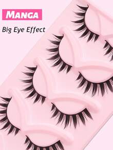5对漫画风格尖头猫眼假睫毛，自然妆效动漫假睫毛，轻盈韩式妆容假睫毛，日式角色扮演假睫毛，浓密夸张假睫毛延长 - 尖尾漫畫款 - 查看 1