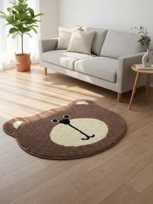 1pc Cute Bear & Lion Plush Round Mat - Soft, Comfortable, Decorative Rug For Teen Bedroom, Living Room Or Playroom, Bedroom Carpet | Adorable Animal Design, Bedroom Decor, Room Decor, Small Rug, Blanket - Multicolor - View 14