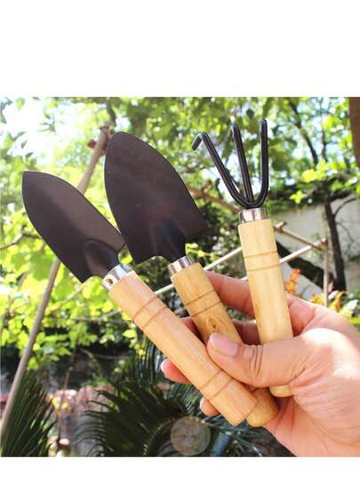 3pcs Convenient Gardening 3 Pieces Set (Shovel,Rake,Spade) Sturdy Lightweight Material Root-Protected Labor-Saving Efficient For Vegetable/Flower/Succulent/Balcony Garden/Pot Accessory Beginner-Friendly Tool For Father's Day/Graduation Season Gifting To Planters