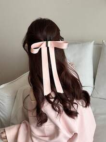 1件装女士发饰 新款磁性蝴蝶结发夹，甜美优雅公主风蝴蝶结发爪，可拆卸丝带蝴蝶结小发夹，适合日常或约会使用 - 粉色 - 查看 3