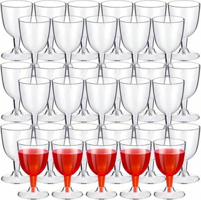 Thenshop 200 Pack 6 Oz Disposable Plastic Wine Glasses With Stem, Clear Wine Glasses Cups For Weddings Birthdays Bridal Shower Party Favor