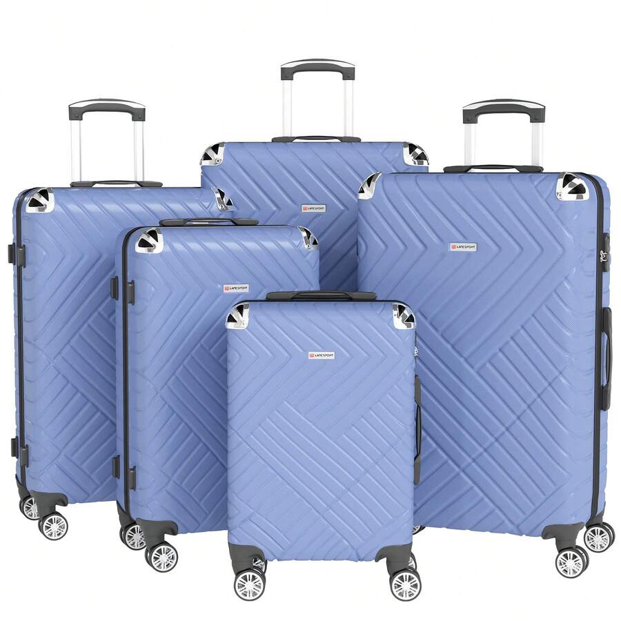 3/5 Piece Hardside Luggage Set (12, 18, 20, 24, 28 Inch), With Scratch-Resistant And Impact-Resistant ABS Shells, Spacious Design And Four 360-Degree Spinner Wheels - Baby Blue - View 1