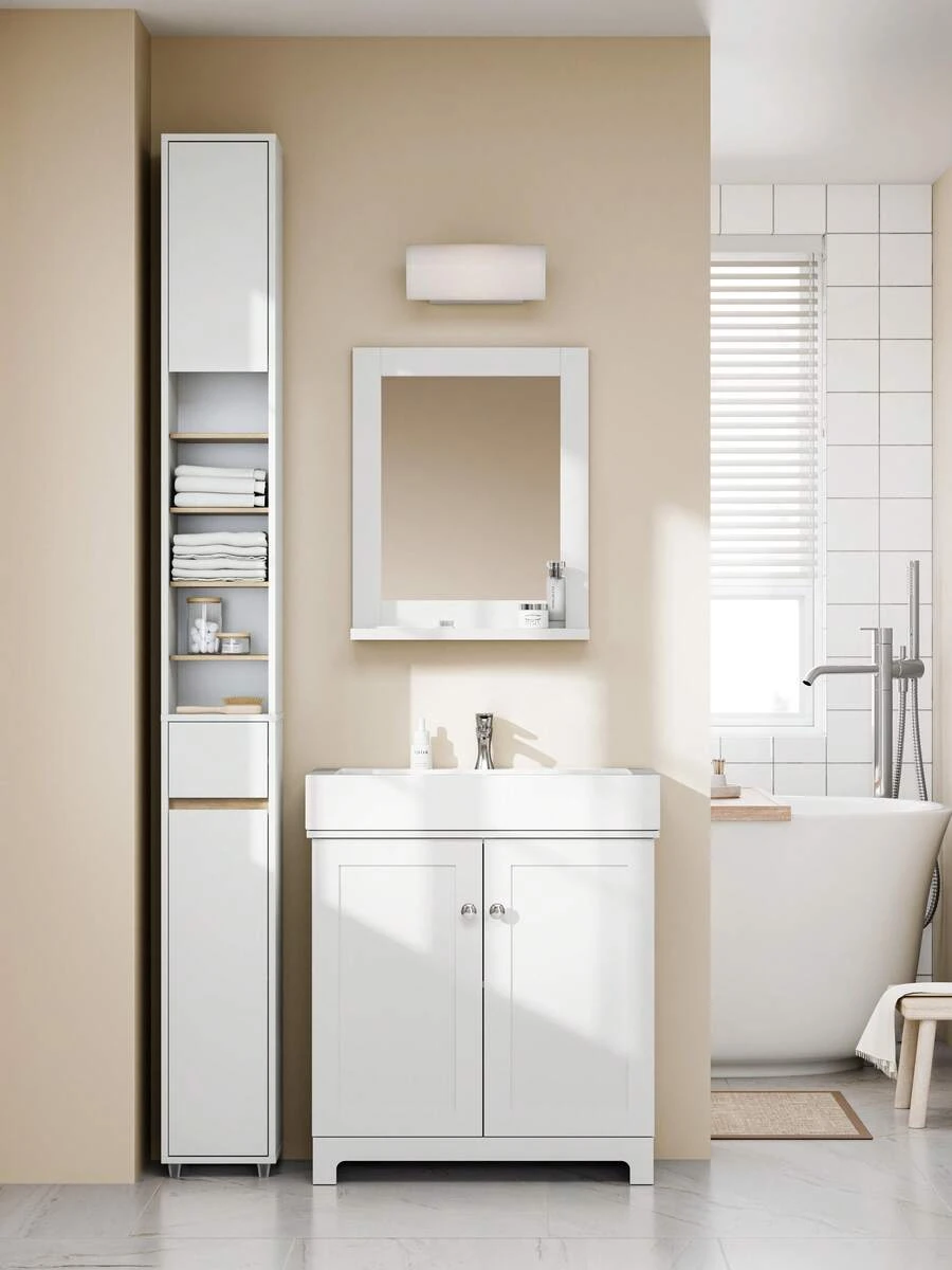 SoBuy Tủ cao phòng tắm BZR34-WN Tủ phòng tắm hẹp cho phòng tắm, phòng khách, nhà bếp W X H X D xấp xỉ 20 X 180 X 20 cm Phụ kiện phòng tắm Tổ chức phòng tắm - Nhiều màu - Xem 1