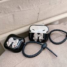 Silver Bow Design Protective Case Suitable Compatible With Apple Bluetooth Earphones, Anti-Scratch And Drop Protection Case Compatible With Apple Bluetooth Wave Earphone Case - Black - View 6