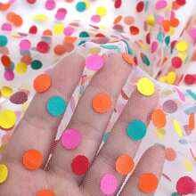 1pc 59x19.68inch(150x50cm) Rainbow Dots Spot Sparkling Tulle Mesh Gauze Fabric Colourful Print Tulle Fabric - Perfect For Diy Bows, Party Capes & Photo Backdrops - Default - View 3