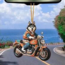 1 Husky Motorcycle Decoration - Dual Use For Cars & Motorcycles | Car Hanging Ornament / Motorcycle Accessories / Pet Theme / Rider Culture / Gift Collection - 1pc - View 3