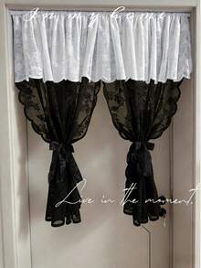 1 chiếc rèm ren trắng trang trí phía trên cửa sổ, không cần khoan, thích hợp cho nhà bếp, phòng ngủ, bệ cửa sổ, rèm voan kiểu công chúa (không bao gồm dây buộc) - Nhiều màu - Xem 2