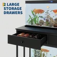 Soporte para acuario de 40 a 50 galones con marco de metal y cajones, mesa resistente para peceras, terrarios para tortugas y reptiles. - Negro - Ver 6