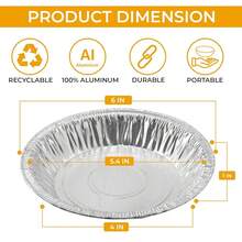 The Baker Celebrations 100 Aluminum Foil 6 Inch Pie Pans, Disposable BaFKing Plates, Made In USA, Heavy Duty Tins, Mini Pies, Quiche And Tarts - Silver - View 6
