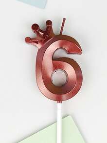 1件 0-9 紅色皇冠造型數字生日蠟燭，生日蛋糕裝飾，生日派對裝飾，3D皇冠設計數字蠟燭，適用於生日、週年紀念、性別揭曉派對、單身女派對、畢業典禮 - 紅色 - 查看 15