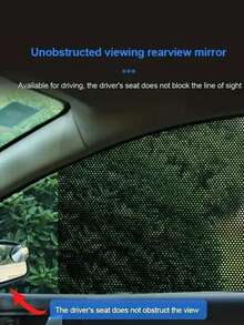 2pcs Static Cling Sunshade Film, Dot Pattern Sunshade Sticker, Car Static Cling Sunshade Sticker - Black - View 6