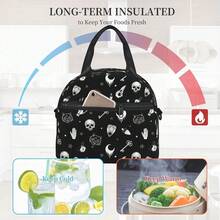 Gothic Skull Insulated Lunch Bag Reusable Lunch Box With Adjustable Shoulder Strap Cooler Tote Bag For Men Women - 歌德 - 查看 5