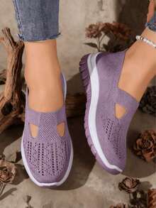 Women's Orthopedic Comfort Slip-On Sneakers - With Arch Support And Skin-Friendly Foam, All-Day Lightweight Walking Shoes, Non-Slip PVC Sole - Suitable For Nurses, Teachers, Standing And Running Errands, Orthopedic Shoes, Exquisite Pressure-Relieving Design, Beautiful Embroidery, Soft Cushioning, Suitable For Long-Term Standing Work Shoes, Casual Women's Shoes - Màu tím - Xem 6