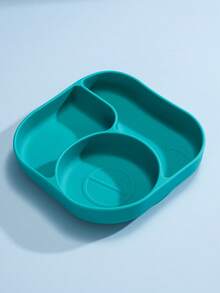 1pc Divided Suction Bowl, Creative 3-Compartment Silicone Dinner Plate - Multicolor - View 10