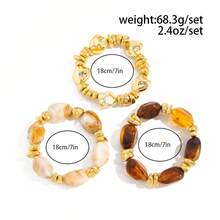 3件套波西米亚几何不规则CCB树脂扎染串珠手链套装，奢华优雅日常休闲派对珠宝礼品，女士 - 手鍊 - 查看 7