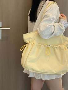 Túi đeo vai kiểu Nhật Bản bằng nylon trong suốt hình búp bê bắp rang bơ, dung tích lớn, thích hợp sử dụng hàng ngày, đi làm, họp mặt, cosplay, làm quà tặng, túi đeo chéo cho nữ. - Màu vàng - Xem 6