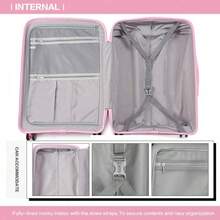 Bags Polypropylene Hard Shell Suitcase - 20''/24''/28'' Bread Design TSA Lock (Pink) - 24 Inch - View 3