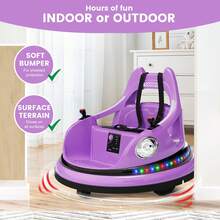 Coche de Choque Eléctrico 12V para Niños con Control Remoto, Giro de 360° y 2 Velocidades, Coche de Batería con Música y Luces, Juguete Divertido para Interior y Exterior - Morado - Ver 8