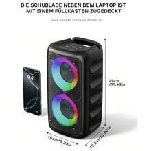 Wireless Speaker With Subwoofer, Large Boombox Speaker, Stereo Speaker, Subwoofer, Outdoor Wireless Speaker, Party Disco Light, TWS, TF, Optional MIC - 黑色升級版本 - 查看 3