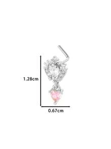 Toppiercing 1件装微镶嵌锆石心形L型鼻钉，时尚鼻部穿孔饰品 - 彩色 - 查看 4