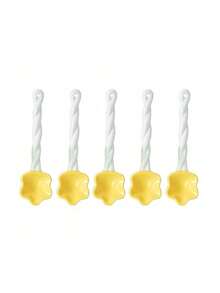 1pc Ins Style Yellow Star Ceramic Spoon, Cute Coffee Stirring Spoon, Dessert Spoon, Elegant Ceramic Spoon For Home And Restaurant - Multicolor - View 7