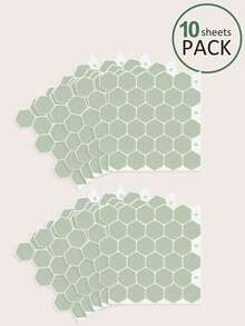 1/4/10片装防水防油六边形自粘防溅瓷砖，12英寸 x 12英寸 - 易于安装的自粘墙砖，适用于厨房、浴室和家居装饰 - 彩色 - 查看 21