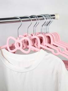 3pcs/9pcs/12pcs Pink Bow Design Non-Slip Durable ABS Plastic Clothes Hangers For Women - Pink - View 2