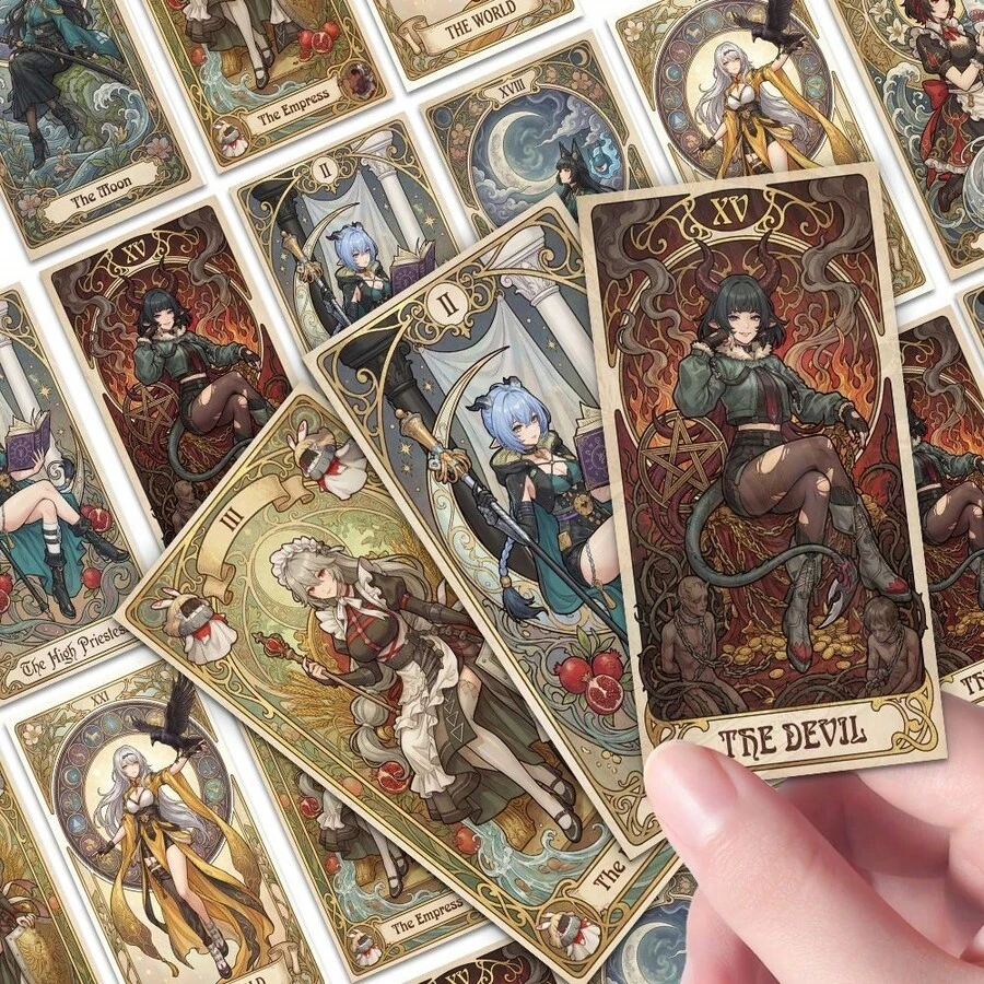 6pcs Anime Game Offis Lucia Exquisite Small Cards, Anime Character Cards Collection, Tarot, Fortune Telling, Collector's Item - Multicolor - View 1