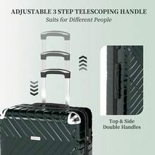 YSTYLE 3/5 Piece Hardside Luggage Set (12, 18, 20, 24, 28 Inch), With Scratch-Resistant And Impact-Resistant ABS Shells, Spacious Design And Four 360-Degree Spinner Wheels - Dark Green - View 5