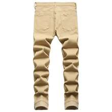 JUNBAOSS Men's Slim Fit Stretch Jeans Ripped Skinny Jeans For Men, Distressed Straight Leg Fashion Comfort Flex Waist Pants - Khaki - View 1