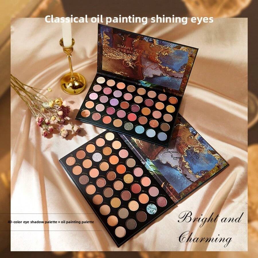 NOVO Soft & Adhesive Eyeshadow Palette, 40-Color Oil-Painting Style, Suitable For Daily Creative & Office Looks - 02# - View 1