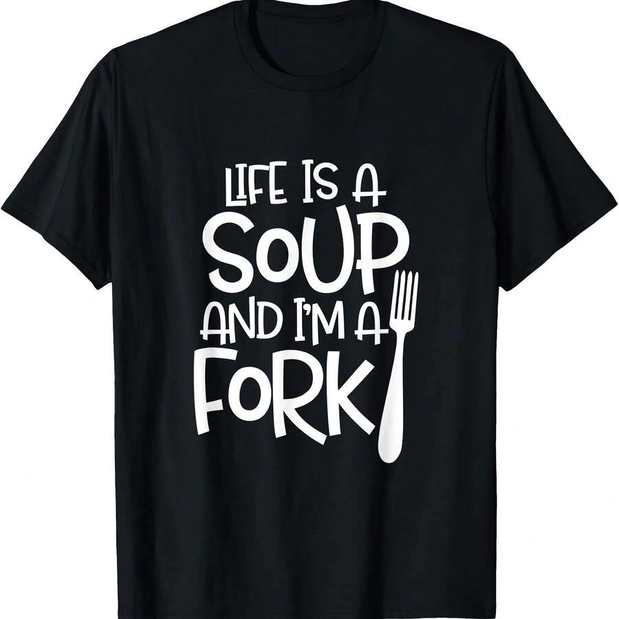 Es una sopa y yo soy un tenedor, divertida camiseta sarcástica - Negro - Ver 1