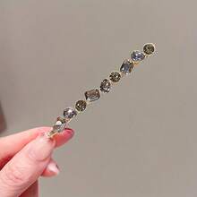 1个复古水钻优雅一体式侧边几何图案锌合金时尚侧刘海发夹 - 金色 - 查看 5