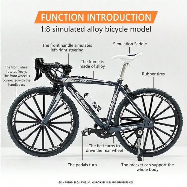 32pcs Alloy Dual-Handle Road Bicycle Racing Bike 1:8 Scale Handmade DIY Assembly Model, Toy Figurine, Birthday Gift, Easter Decor Set, School Gift, Retro Game Accessory, Room Decor