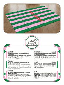 1件装醒目条纹图案地毯，引人注目的文字图案区域地毯，适用于客厅和卧室 - A - 查看 11