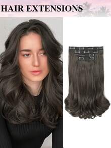 4pcs/Set 14-Inch Short Layered Clip-In Hair Extensions, Invisible Lace Hairpieces, Natural Soft Synthetic Material, For Women - Multicolor - View 16