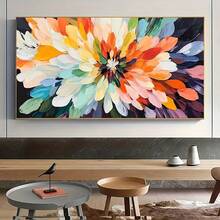 Vibrant Floral Canvas Art - Unframed, Coastal Crowd Painting For Living Room & Kitchen Decor, For Return School - A - View 3