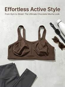 Sujetador de soporte, Sujetador suave, Sujetador sin costuras, Sujetador transpirable, Sujetador sin aros, Sujetador de cobertura completa - Café integral - Ver 4