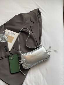 2026新款女士休闲欧美小众设计独特腋下单肩手提包 - 銀色 - 查看 7