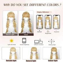 28英寸金色编织假发，适合偶像大师藤田琴音cosplay，合成纤维假发 - 金色 - 查看 6