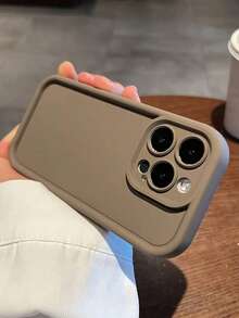 Minimalist Thick Shock-Absorbing Khaki Phone Case, Compatible With IPhone 17/17Pro/17promax/16 Pro Max/16/16 Pro/16 Plus/16E/15/15 Plus/15 Pro/15 Pro Max/11/12/13/14 Pro Max/XS/XR/11 Pro/11 Pro Max/12 Pro/12 Pro Max/13 Pro/13 Pro Max/7 Plus/14 Pro/14 Pro Max/14 Plus/7 Plus/8 Plus/8/SE2/13 Mini/12 Mini, Soft Shell Waterproof Shockproof Scratch-Resistant. - Brown - View 4