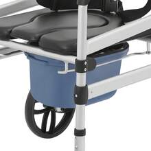 Foldable Shower Rolling Chair With Commode & Wheels, 330lb Heavy Duty Adjustable Height Bath Chair, Silver Black Aluminum Alloy Folding Shower Seat, Heavy Duty Shower Chair With Wheels & Brakes, Adjustable Foldable Rolling Chair For Elderly & Safety (Silver Black) - A - 查看 8