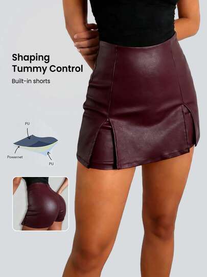 TCVC Women's Fashionable Solid Color Sports Skort, High Waist Slimming Waist Shaping