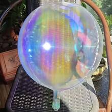 Iridescent Foil Round Balloons (1 X 22 Inch, 3 X 12 Inch, 3 X 10 Inch), 4D Spherical Balloons, For Wedding, Birthday, Valentine's Day, Anniversary, Mother's Day, Father's Day, Graduation Decorations - 紅色的 - 查看 11