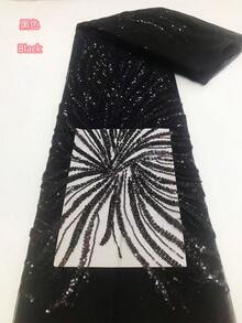 Vải ren Pháp đính cườm thủ công màu tím, vải ren cưới Nigeria thêu kim sa chất lượng cao màu hồng 2026, may 1 thước/5 thước, màu xanh lá cây - A - Xem 26