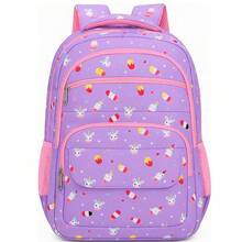 Girls' School Backpack, Reinforced Polyester Youth Bag - YT-8956 Purple With Design - View 1