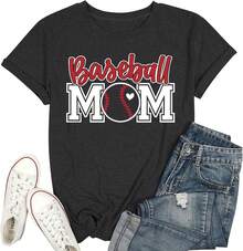1 Pc Camiseta de Mamá para Mujeres, Camiseta de Mamá de Béisbol, Camisetas de Mamá, Tops Casuales de Manga Corta para Mujeres, Camiseta para Hombres, Estilo Unisex, Camiseta Deportiva, Camiseta de Fiesta, Camiseta de Regalo, Talla S-4XL, 100% algodón, Negra - Negro - Ver 12
