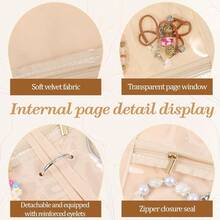 Travel Jewelry Organizer Case, Travel Jewelry Box Jewelrys Storage Book With 6 Plastic Pouches Portable Jewelrys Organizer For Traveling,Earrings, Rings, Necklace, Bracelet-9.8*7.9*3.2 Inch - 米色 - 查看 6