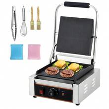 Parrilla comercial para panini YS-811: superficie de cocción plana de 23 x 23 cm, 1800 W, 110 V (enchufe estadounidense de 1,3 m), control de temperatura de 6 velocidades, acero inoxidable con accesorios como cepillos, batidor y pinzas. - Tipo de Enchufe B USA (110-127V) - Ver 1